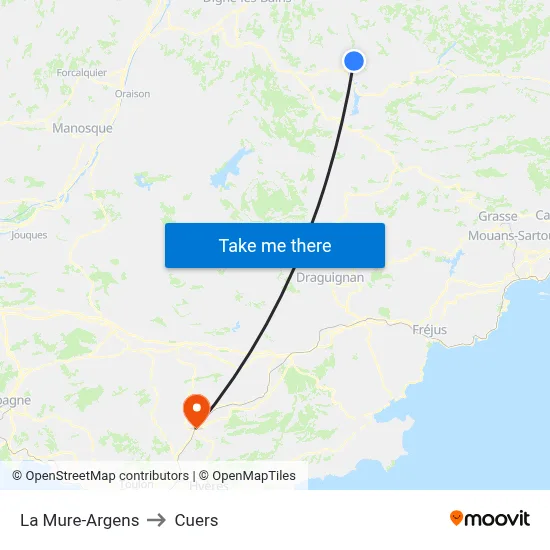 La Mure-Argens to Cuers map