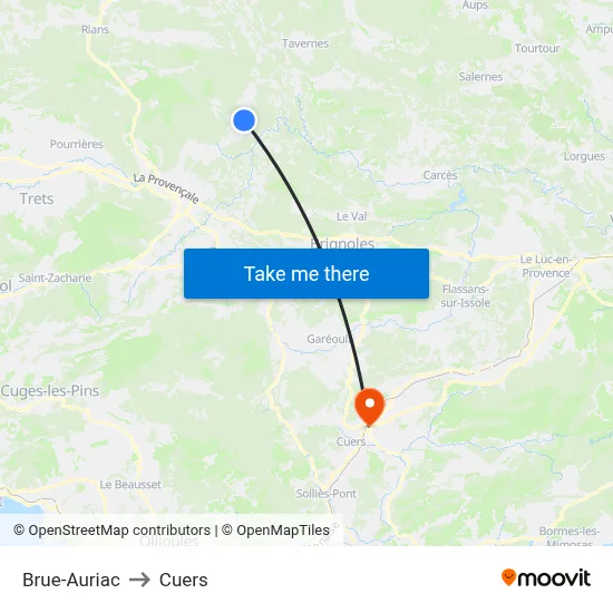 Brue-Auriac to Cuers map