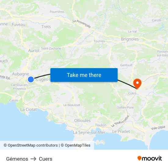 Gémenos to Cuers map