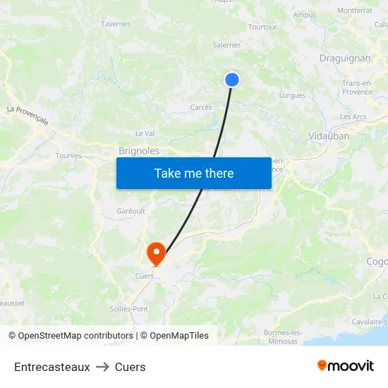 Entrecasteaux to Cuers map