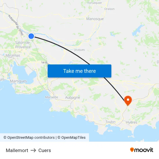 Mallemort to Cuers map