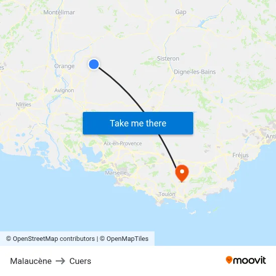Malaucène to Cuers map