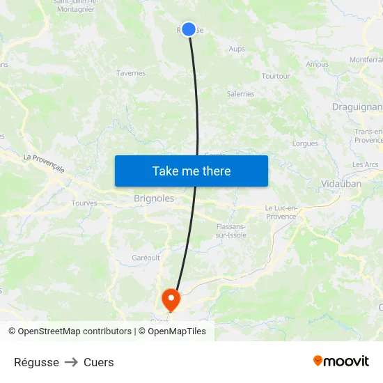 Régusse to Cuers map