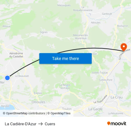 La Cadière-D'Azur to Cuers map