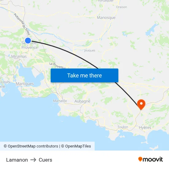Lamanon to Cuers map