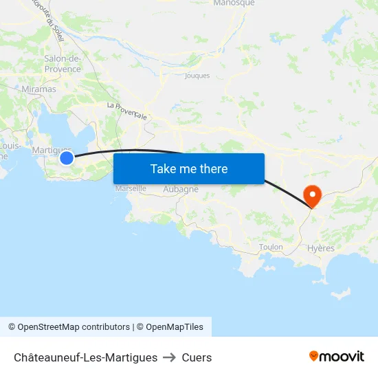 Châteauneuf-Les-Martigues to Cuers map