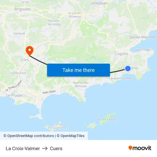 La Croix-Valmer to Cuers map