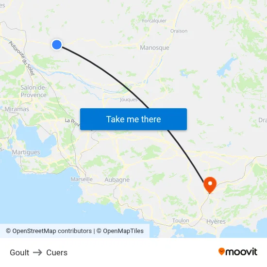 Goult to Cuers map
