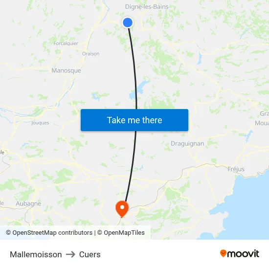 Mallemoisson to Cuers map