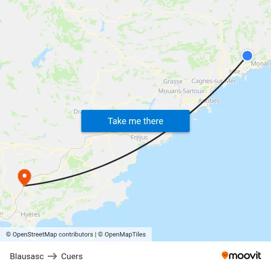 Blausasc to Cuers map