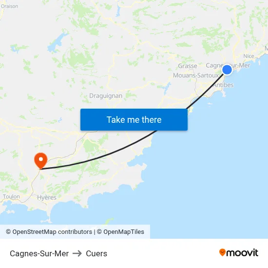 Cagnes-Sur-Mer to Cuers map
