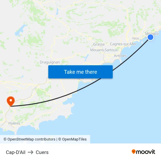 Cap-D'Ail to Cuers map
