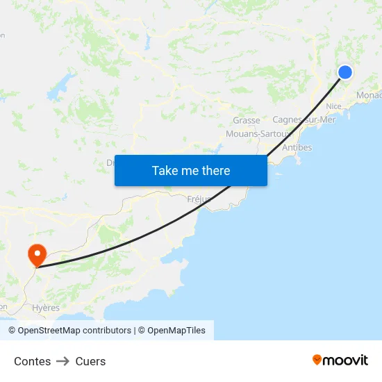 Contes to Cuers map