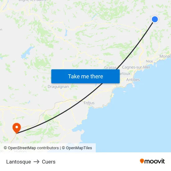 Lantosque to Cuers map