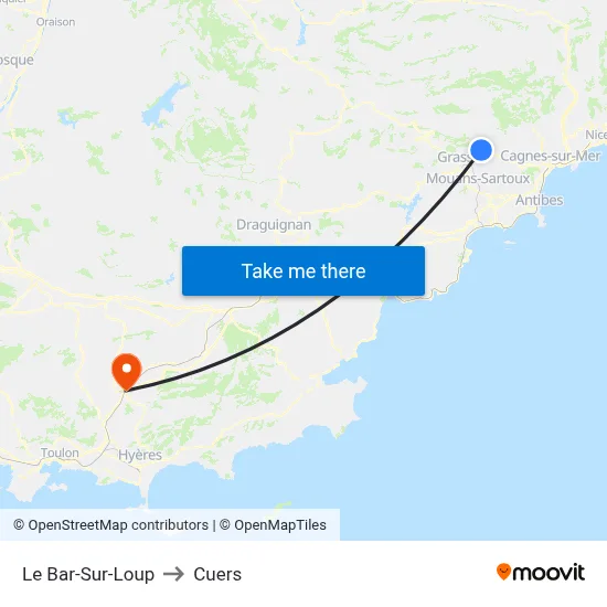Le Bar-Sur-Loup to Cuers map