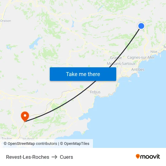 Revest-Les-Roches to Cuers map