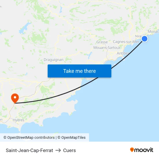 Saint-Jean-Cap-Ferrat to Cuers map