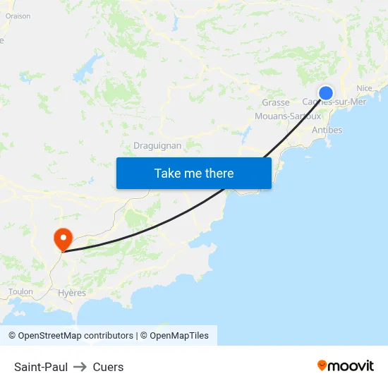 Saint-Paul to Cuers map