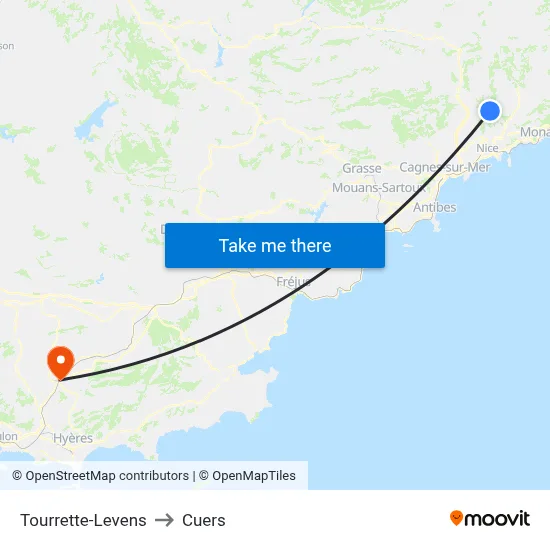Tourrette-Levens to Cuers map