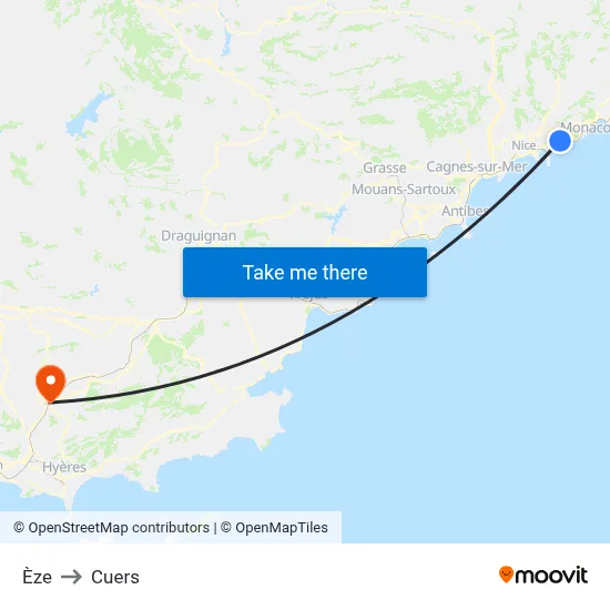 Èze to Cuers map