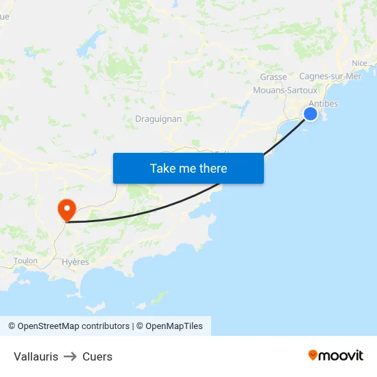 Vallauris to Cuers map