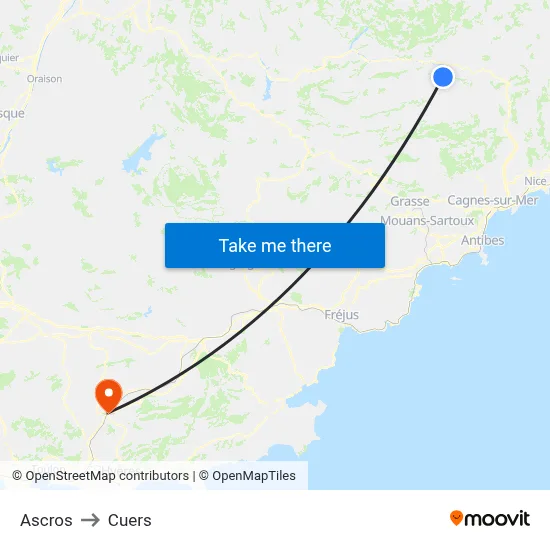Ascros to Cuers map