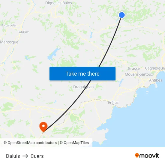 Daluis to Cuers map
