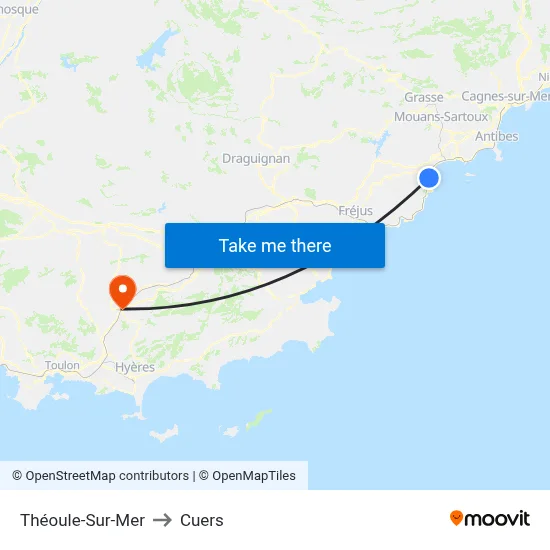 Théoule-Sur-Mer to Cuers map