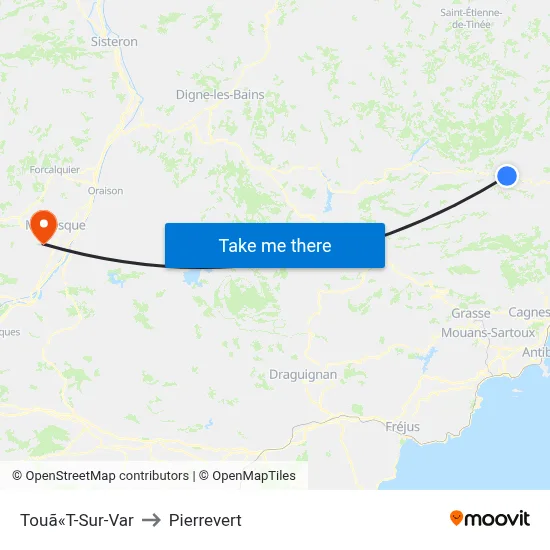 Touã«T-Sur-Var to Pierrevert map