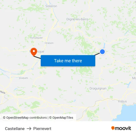 Castellane to Pierrevert map