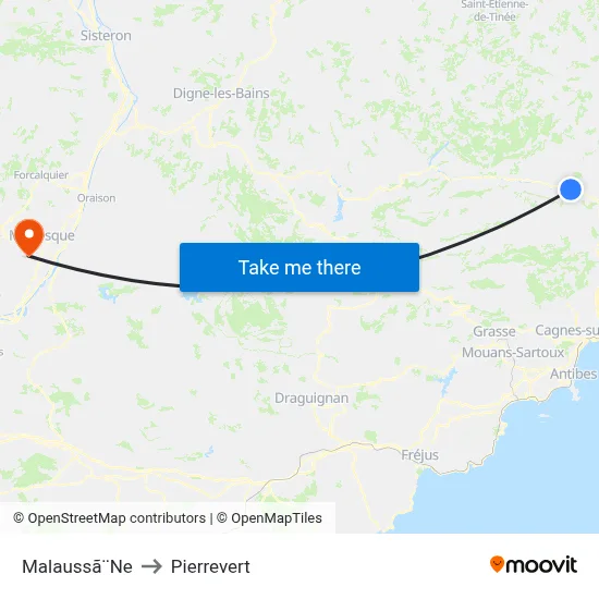Malaussã¨Ne to Pierrevert map
