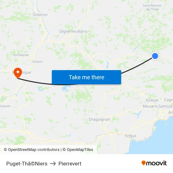 Puget-Thã©Niers to Pierrevert map