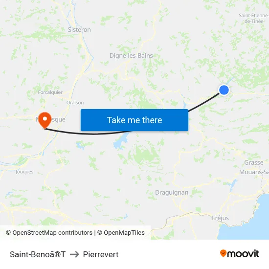 Saint-Benoã®T to Pierrevert map