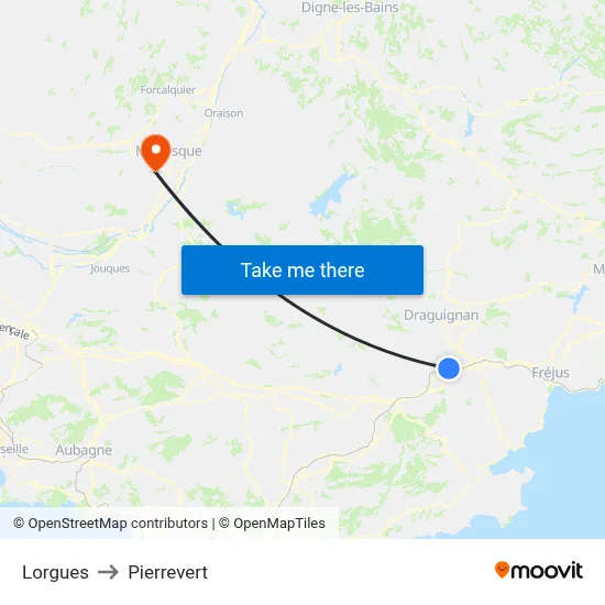 Lorgues to Pierrevert map