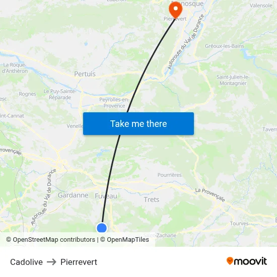 Cadolive to Pierrevert map