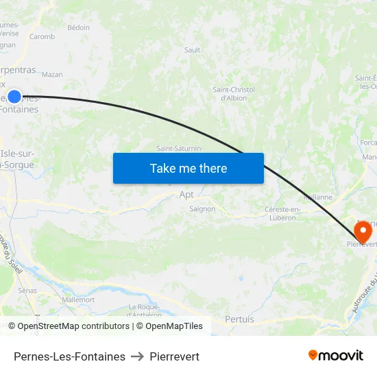 Pernes-Les-Fontaines to Pierrevert map