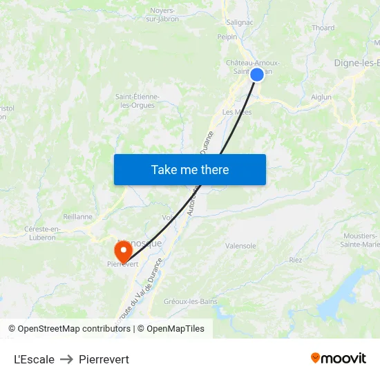 L'Escale to Pierrevert map