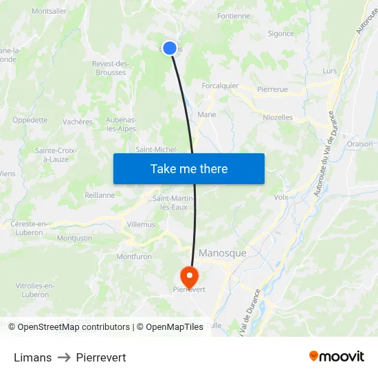 Limans to Pierrevert map