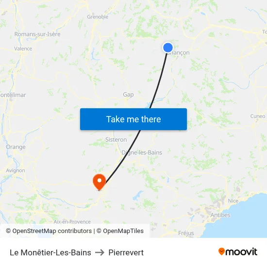 Le Monêtier-Les-Bains to Pierrevert map