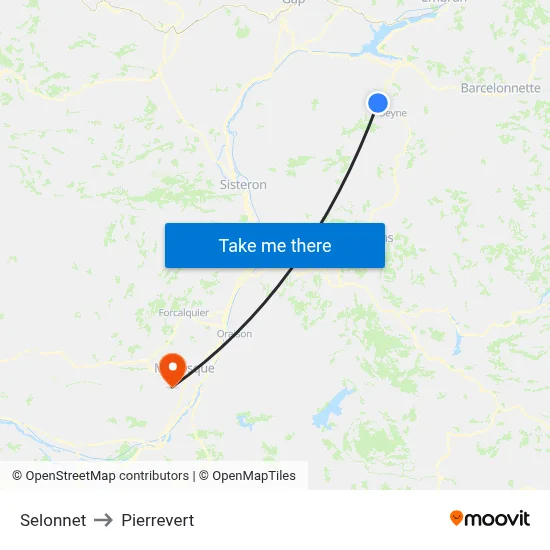 Selonnet to Pierrevert map