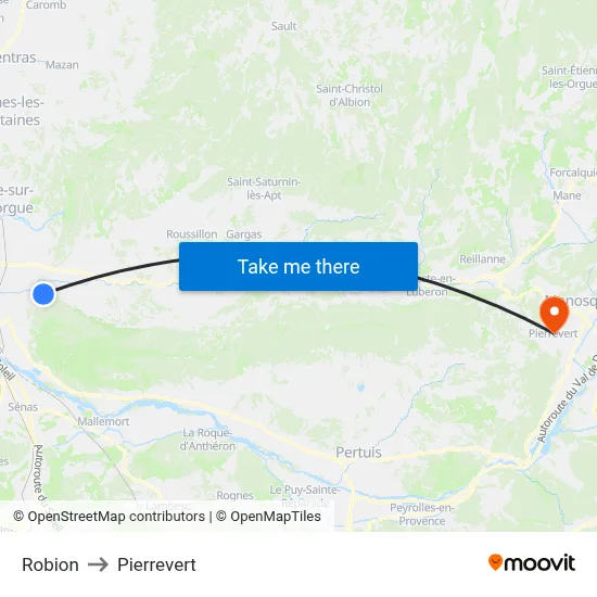 Robion to Pierrevert map