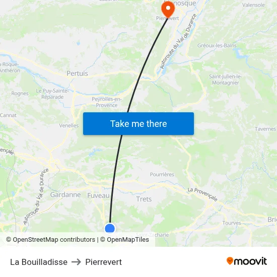 La Bouilladisse to Pierrevert map
