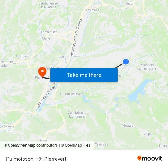 Puimoisson to Pierrevert map