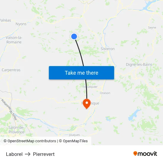 Laborel to Pierrevert map