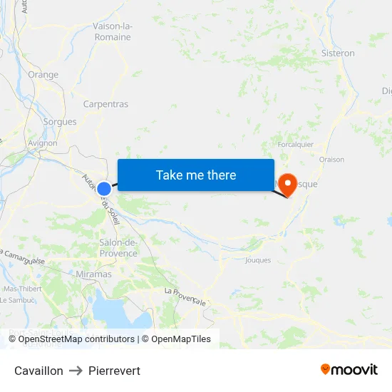 Cavaillon to Pierrevert map