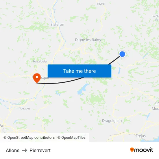 Allons to Pierrevert map