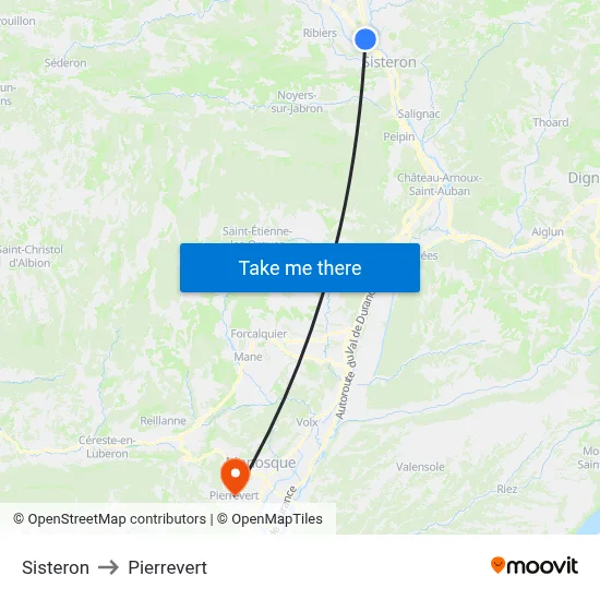 Sisteron to Pierrevert map