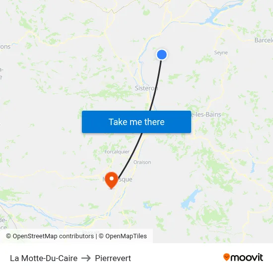 La Motte-Du-Caire to Pierrevert map