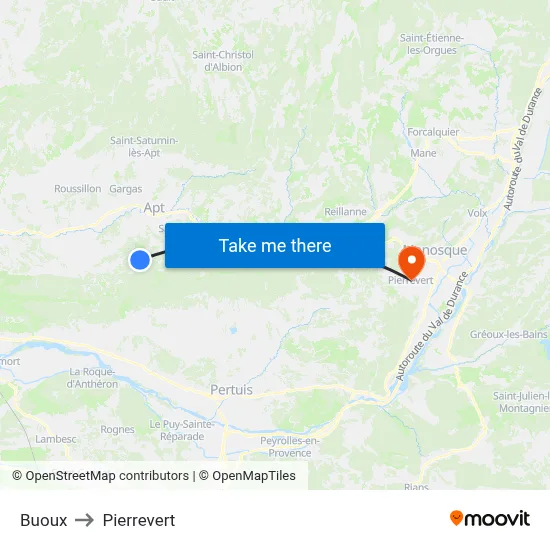 Buoux to Pierrevert map