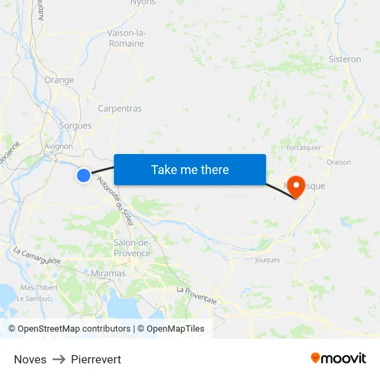 Noves to Pierrevert map